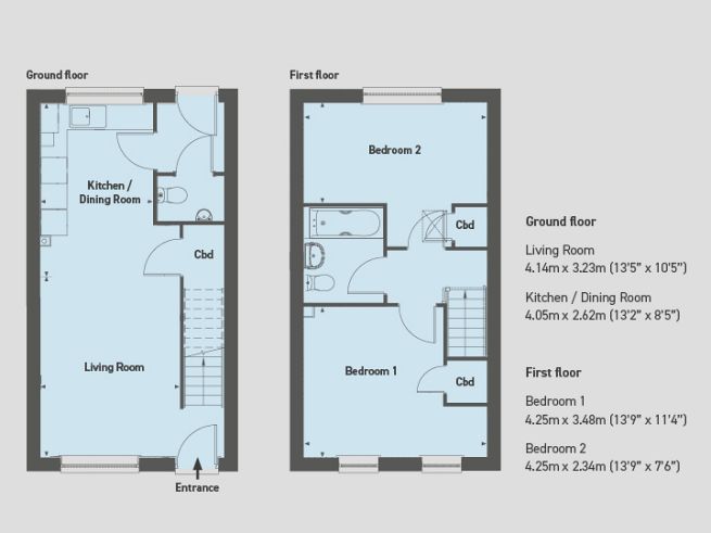 Floor plan, 2 bedroom house - artist's impression subject to change.
